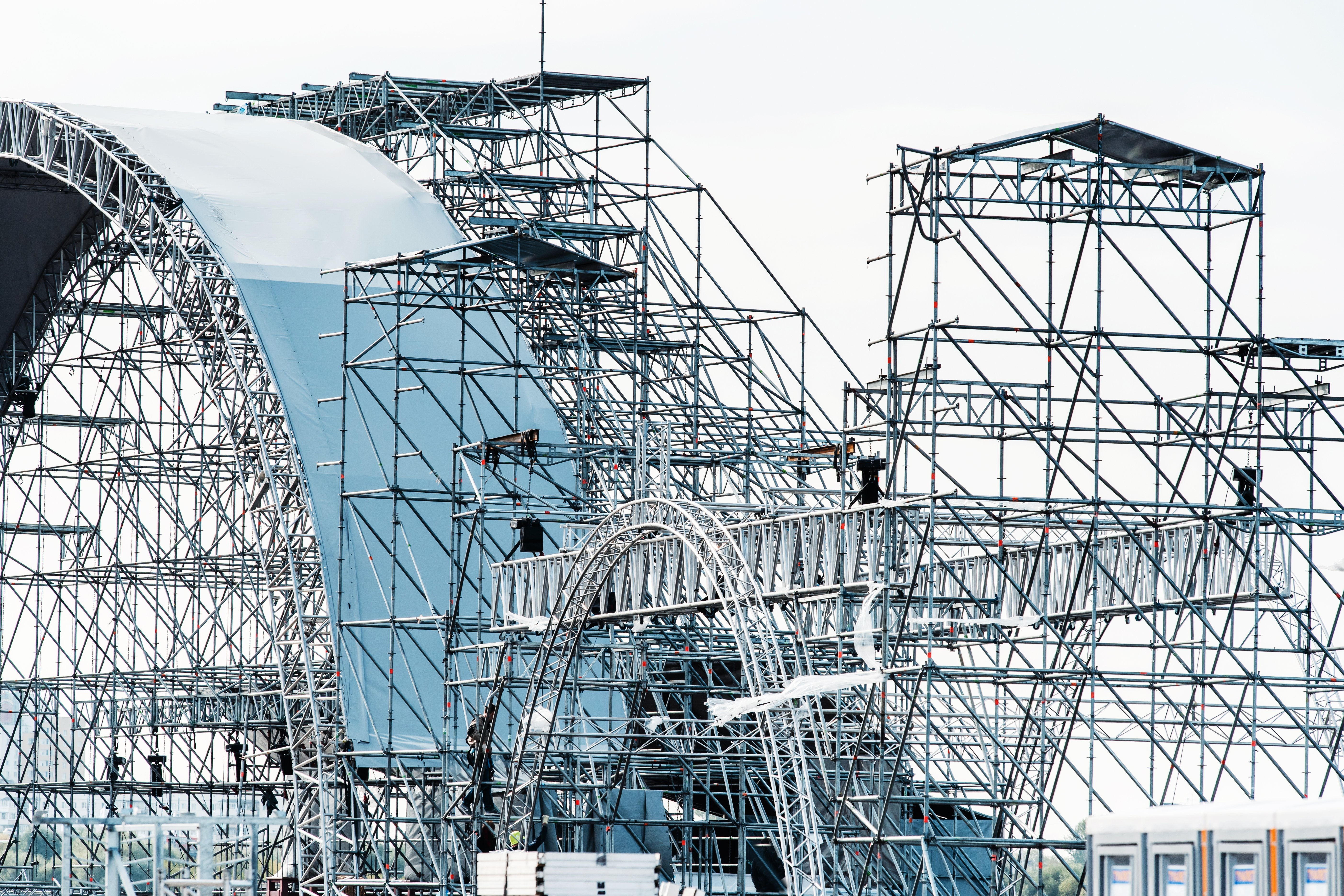 A large aluminium structure with scaffolding