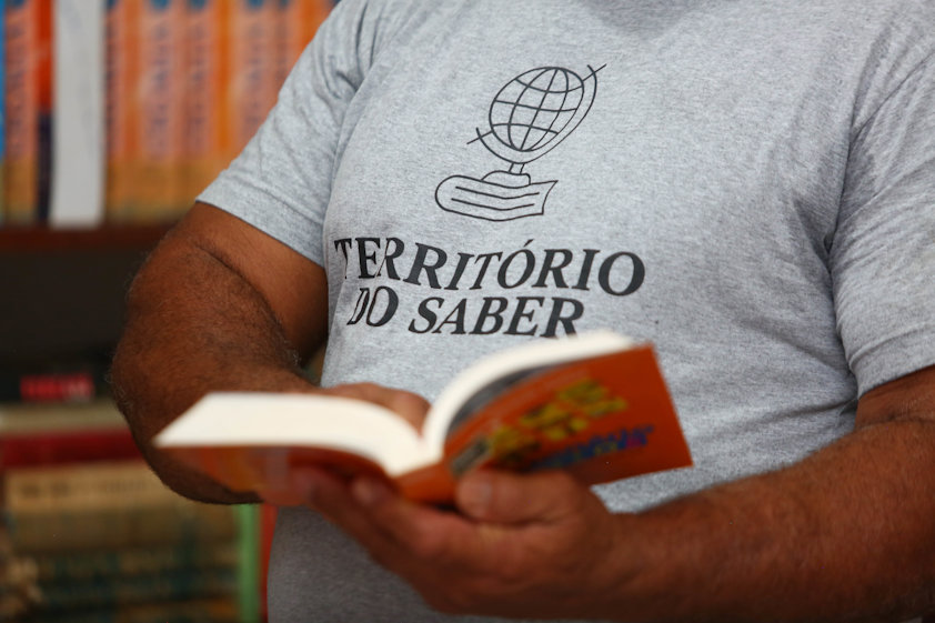 a person holding a book