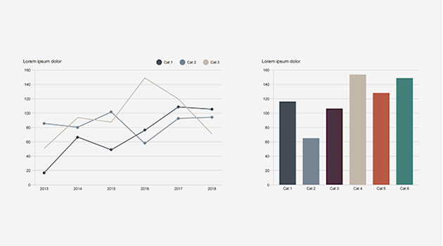 line- and bar graphs in hydro brand colours