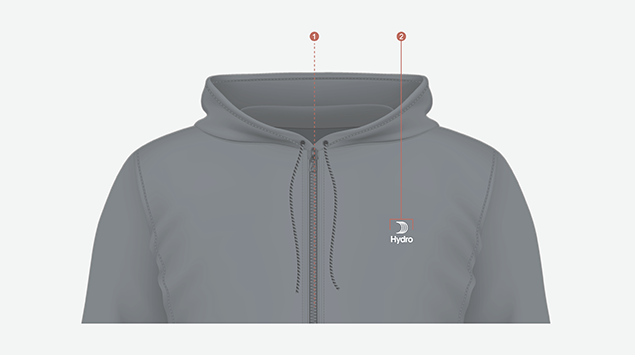 a grey t-shirt with red and white stripes