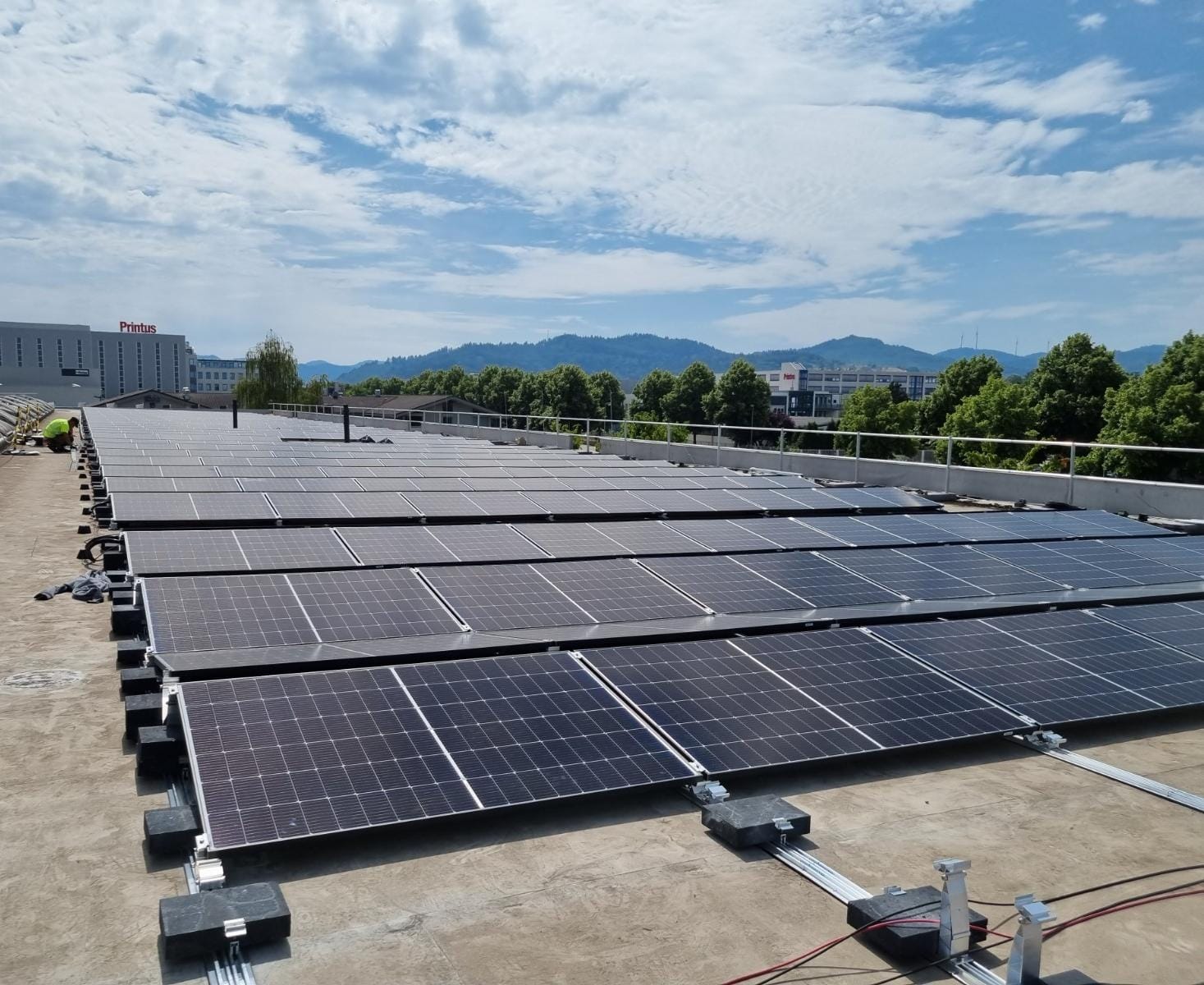solar panels on a roof