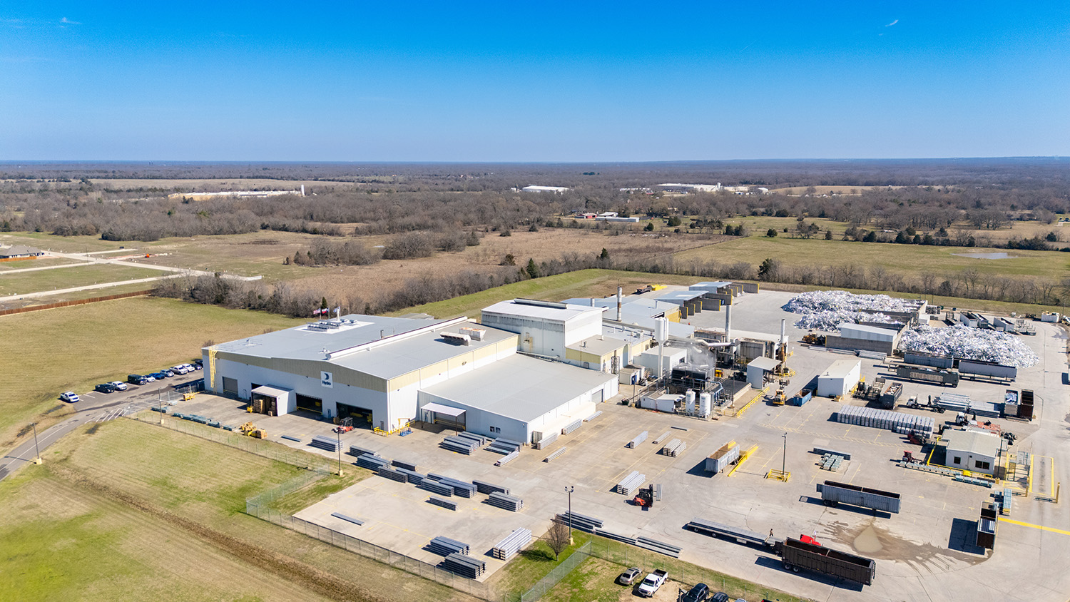 an aerial view of a factory