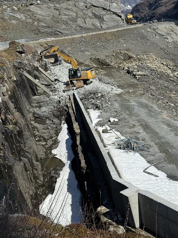 a construction vehicle on a road