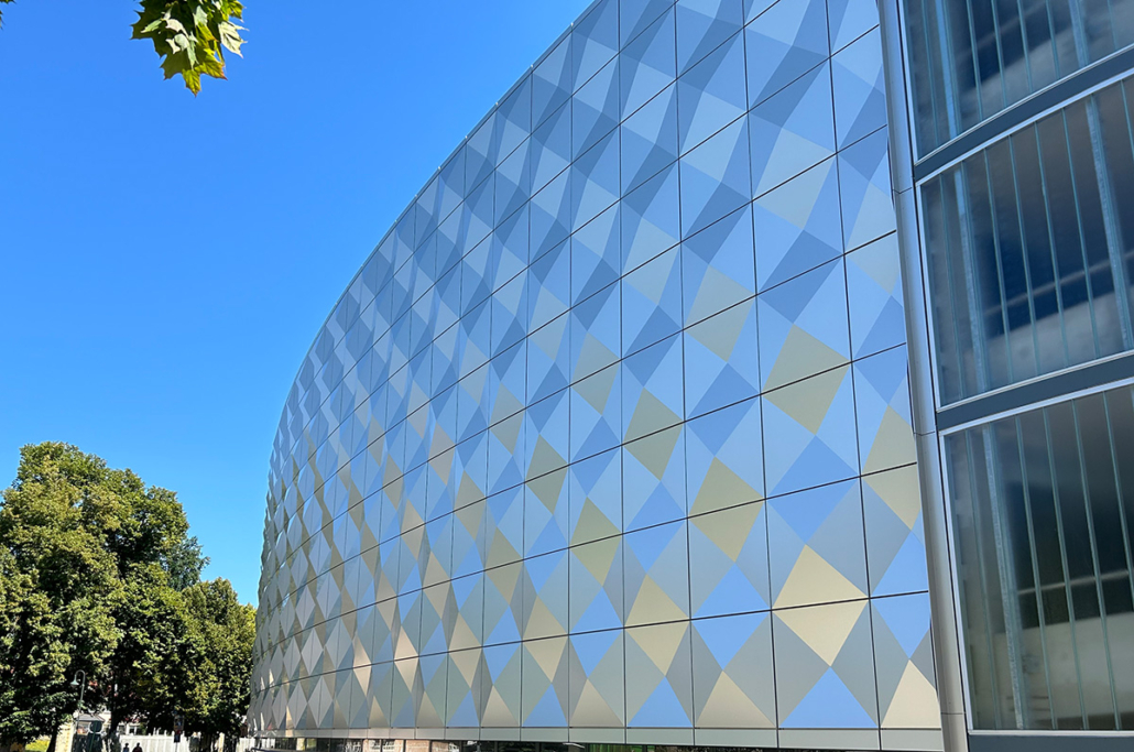 a building with glass windows