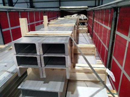 a stack of metal beams