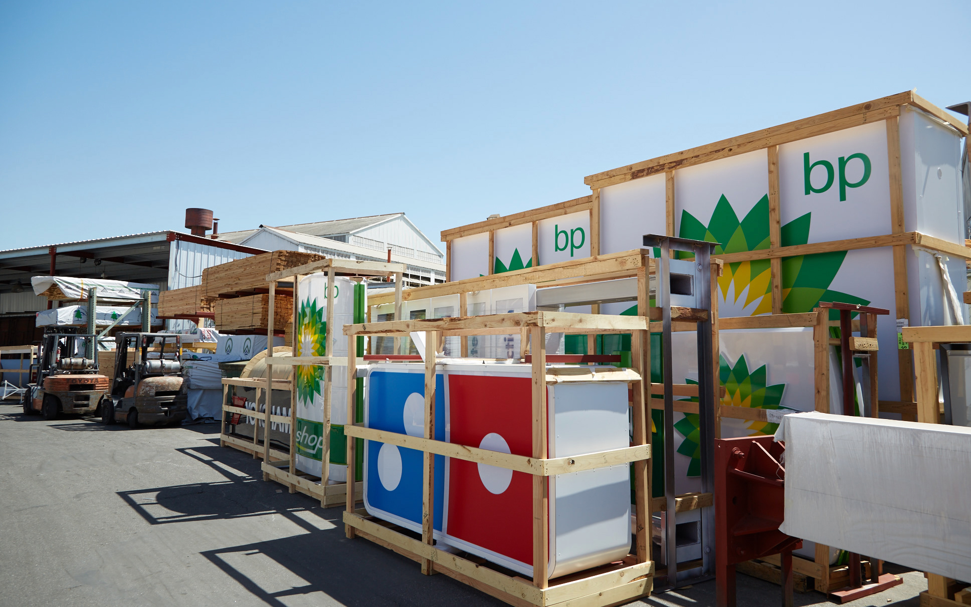 stacks of signs ready for transport.